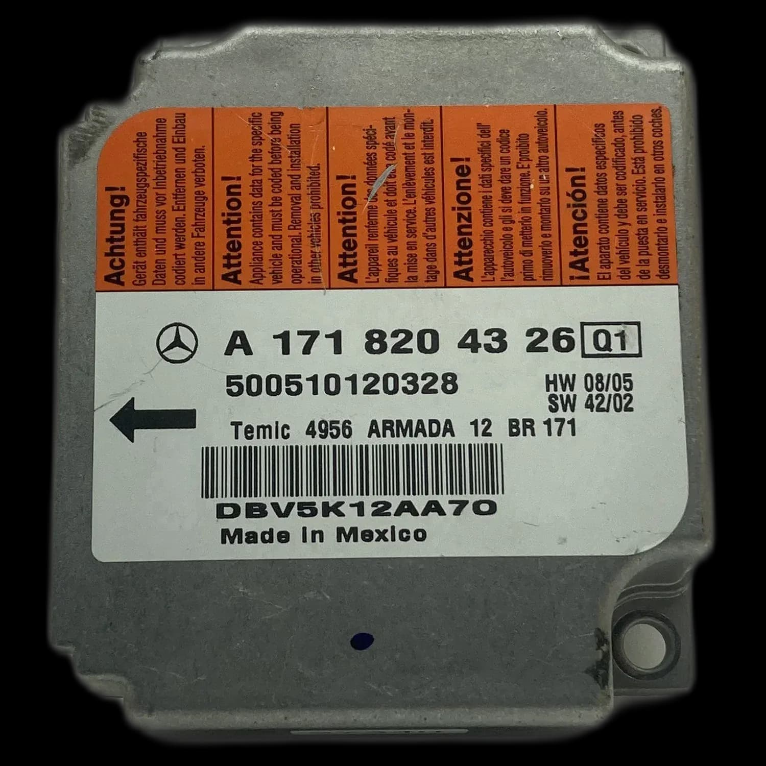 Airbag-Steuergerät A 171 820 43 26, Etikett