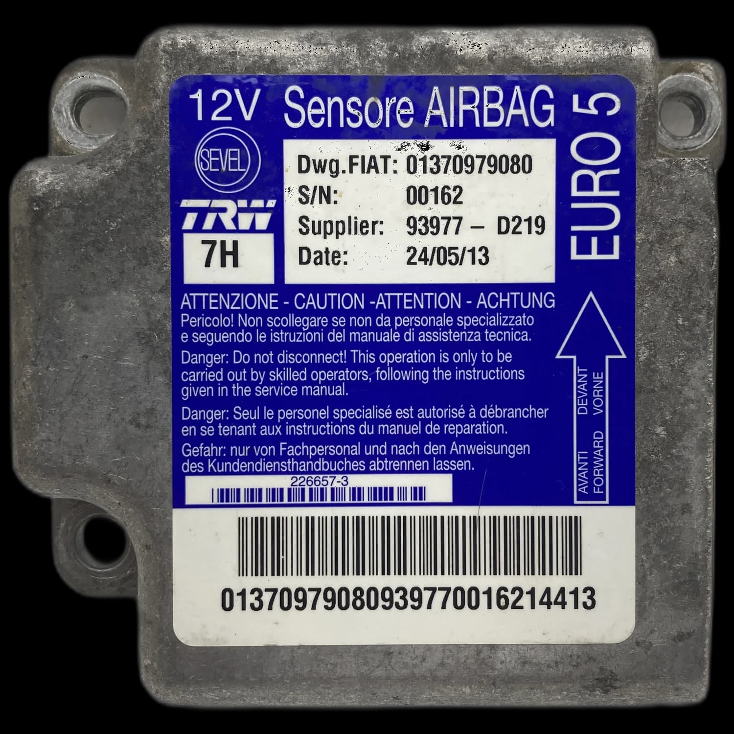 Airbag-Steuergerät 01370979080, Etikett