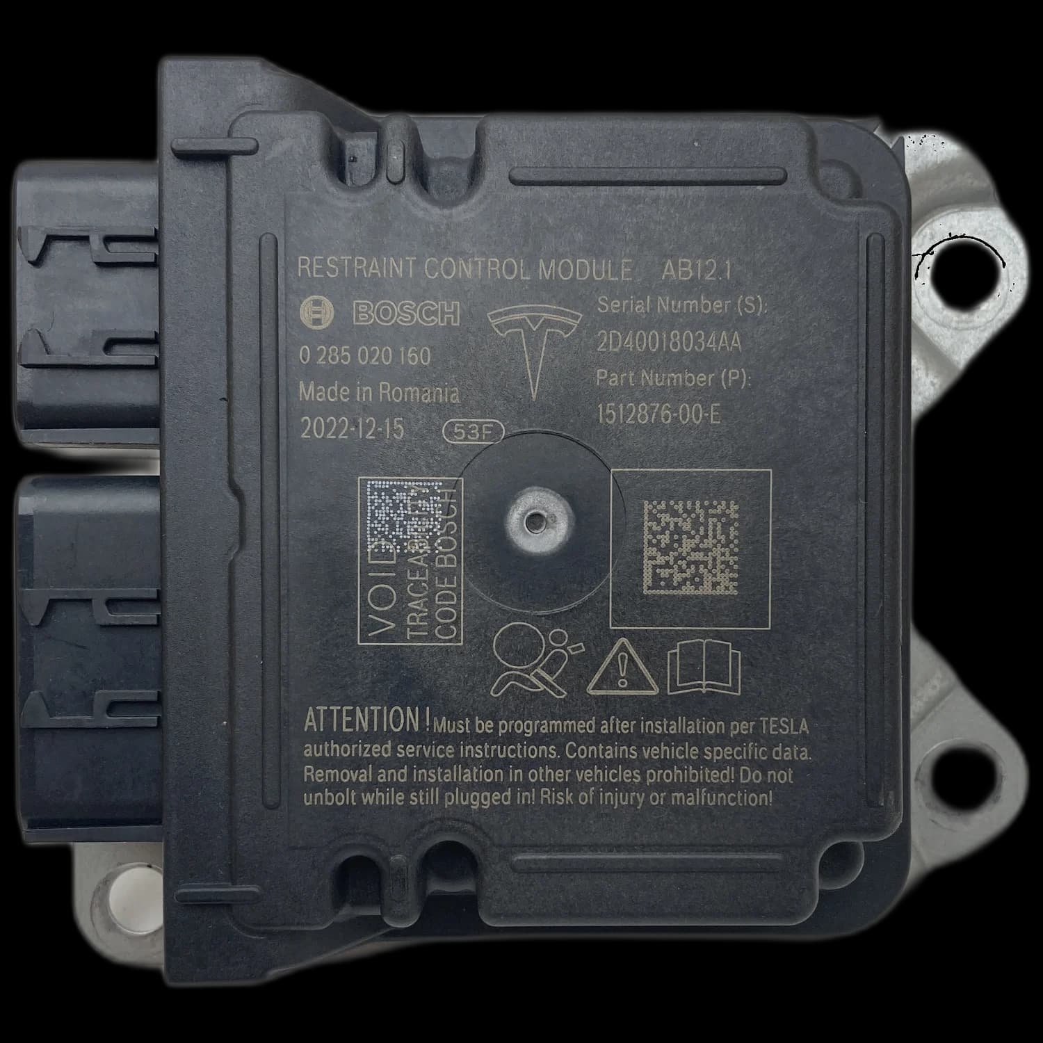 Airbag-Steuergerät 1512876-00-E, Etikett
