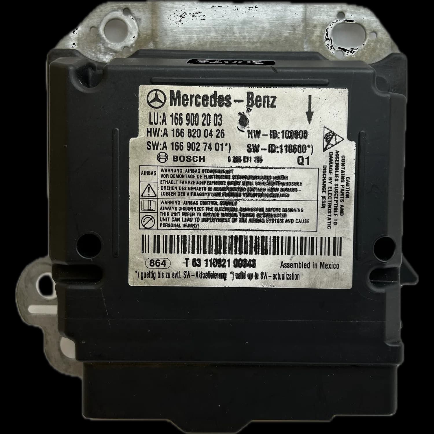 Airbag-Steuergerät A1669002003, Etikett