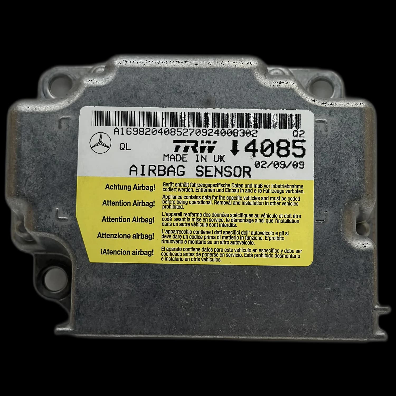 Airbag-Steuergerät A1698204085, Etikett