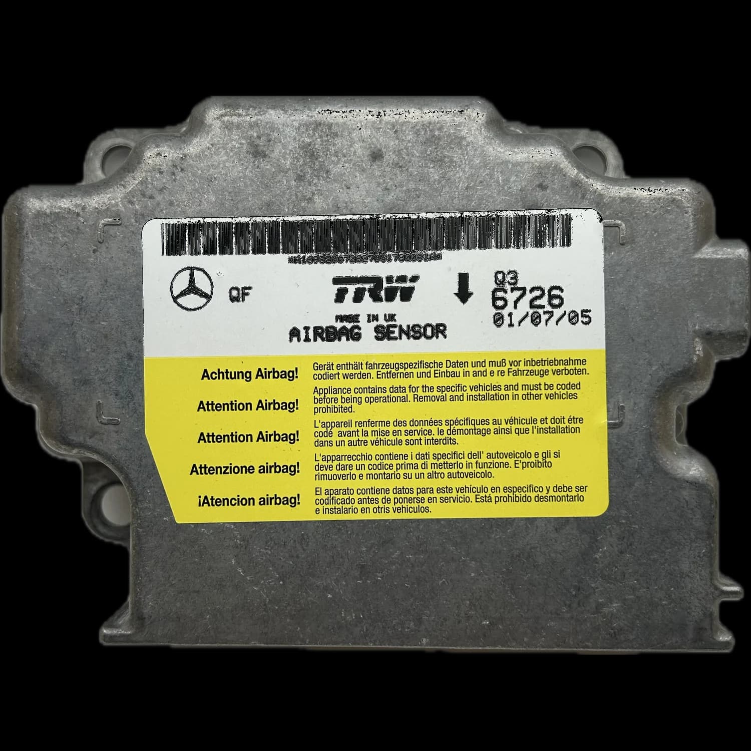 Airbag-Steuergerät A1698206726, Etikett