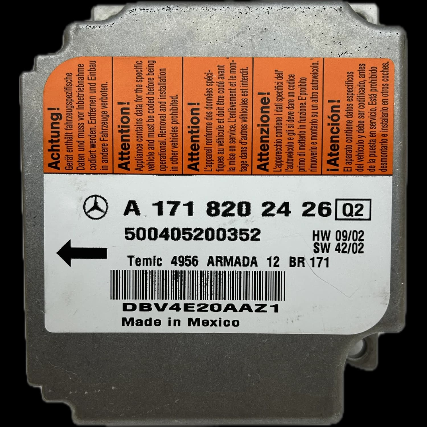 Airbag-Steuergerät A1718202426, Etikett