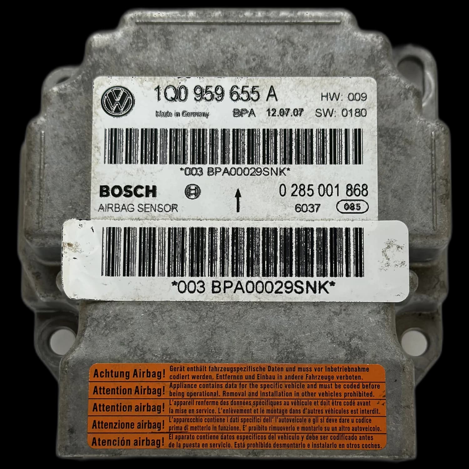 Airbag-Steuergerät 1Q0959655A, Etikett