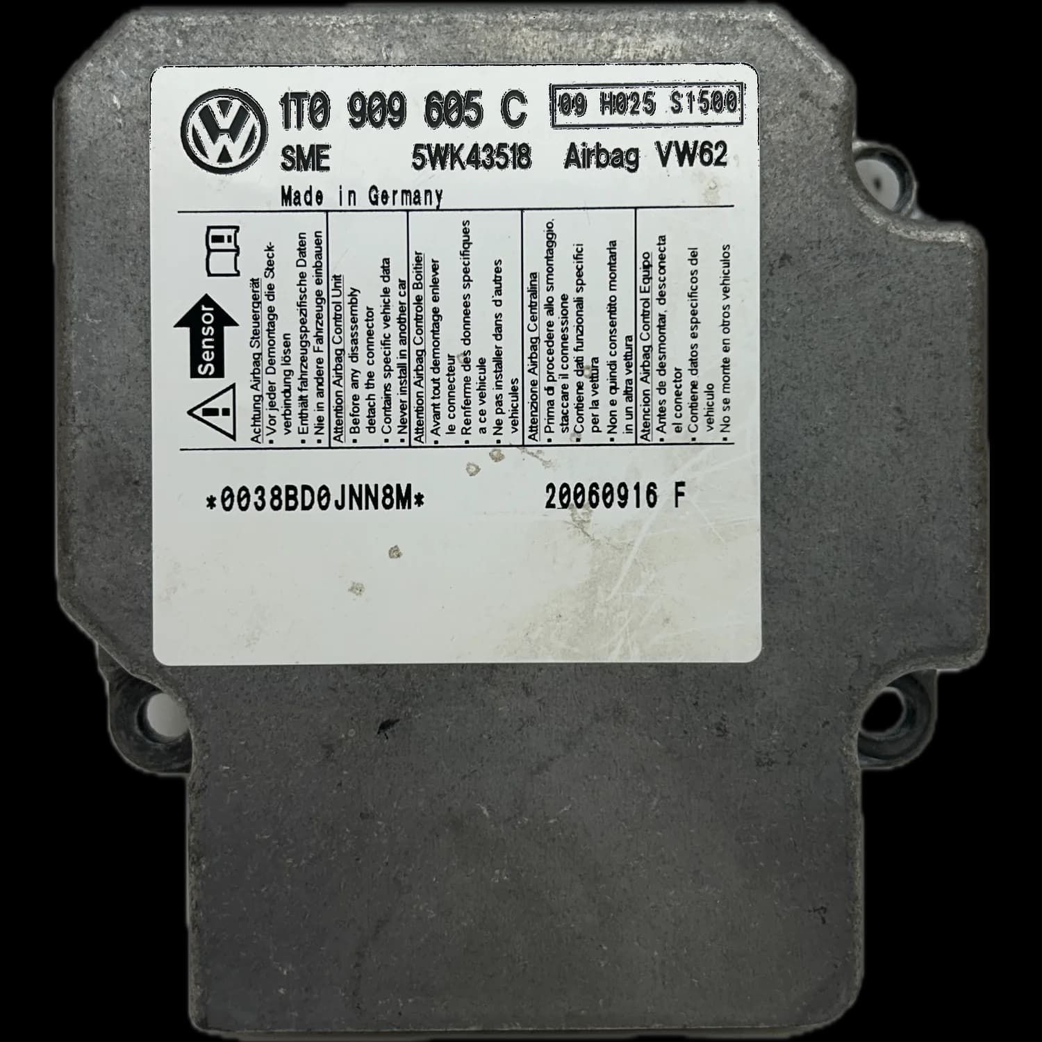 Airbag-Steuergerät 1T0909605C, Etikett