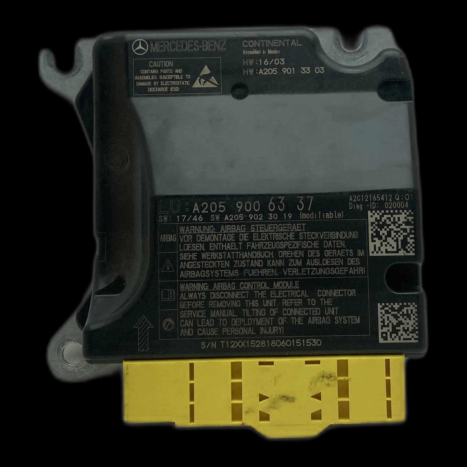 Airbag-Steuergerät A205 900 63 37, Etikett
