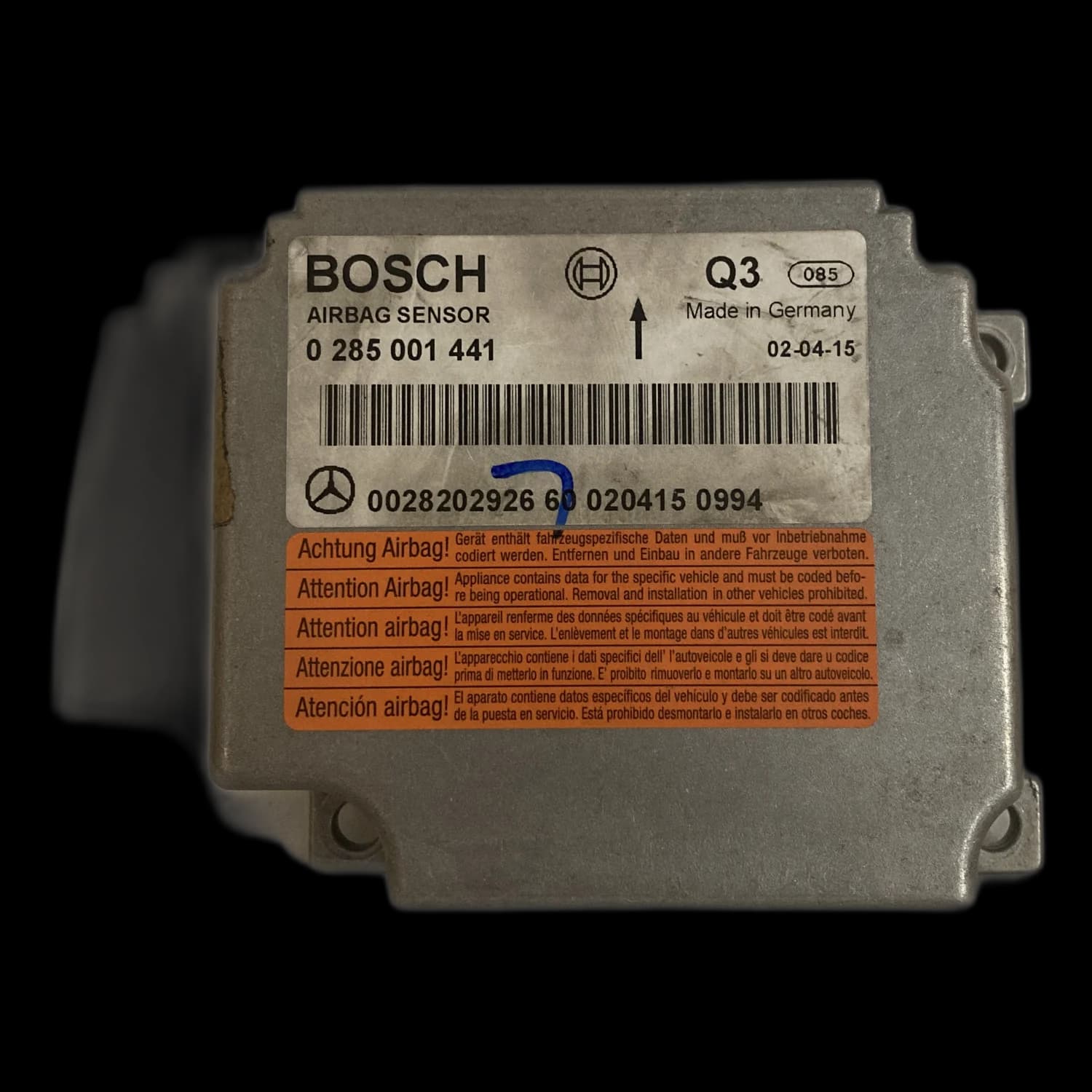 Airbag-Steuergerät 0285001441, Etikett