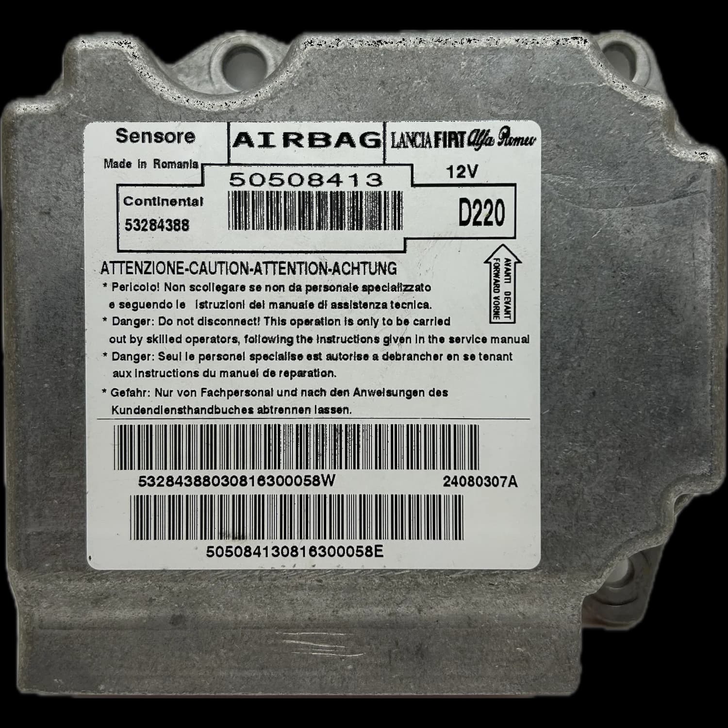 Airbag-Steuergerät 50508413, Etikett