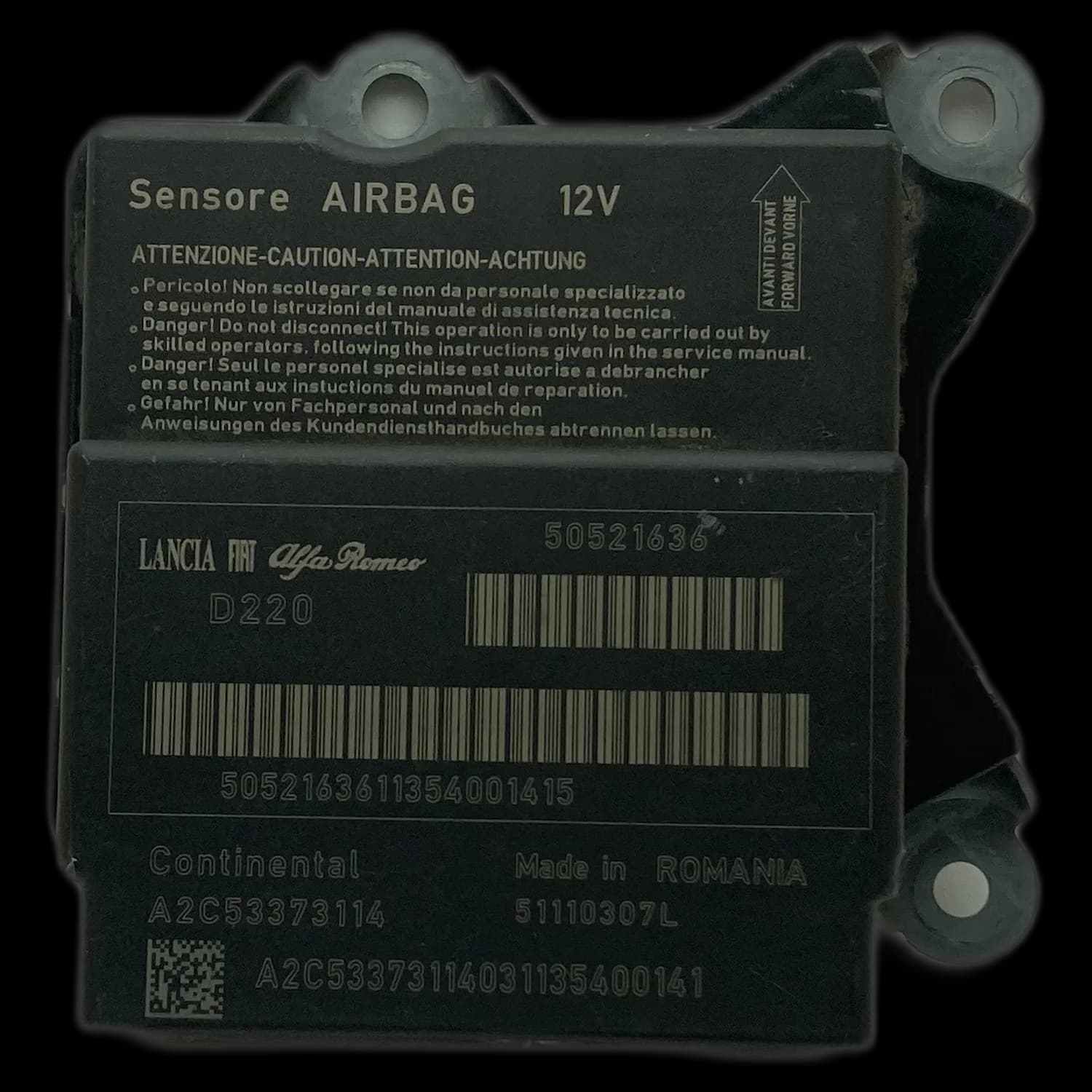 Airbag-Steuergerät 50521636, Etikett