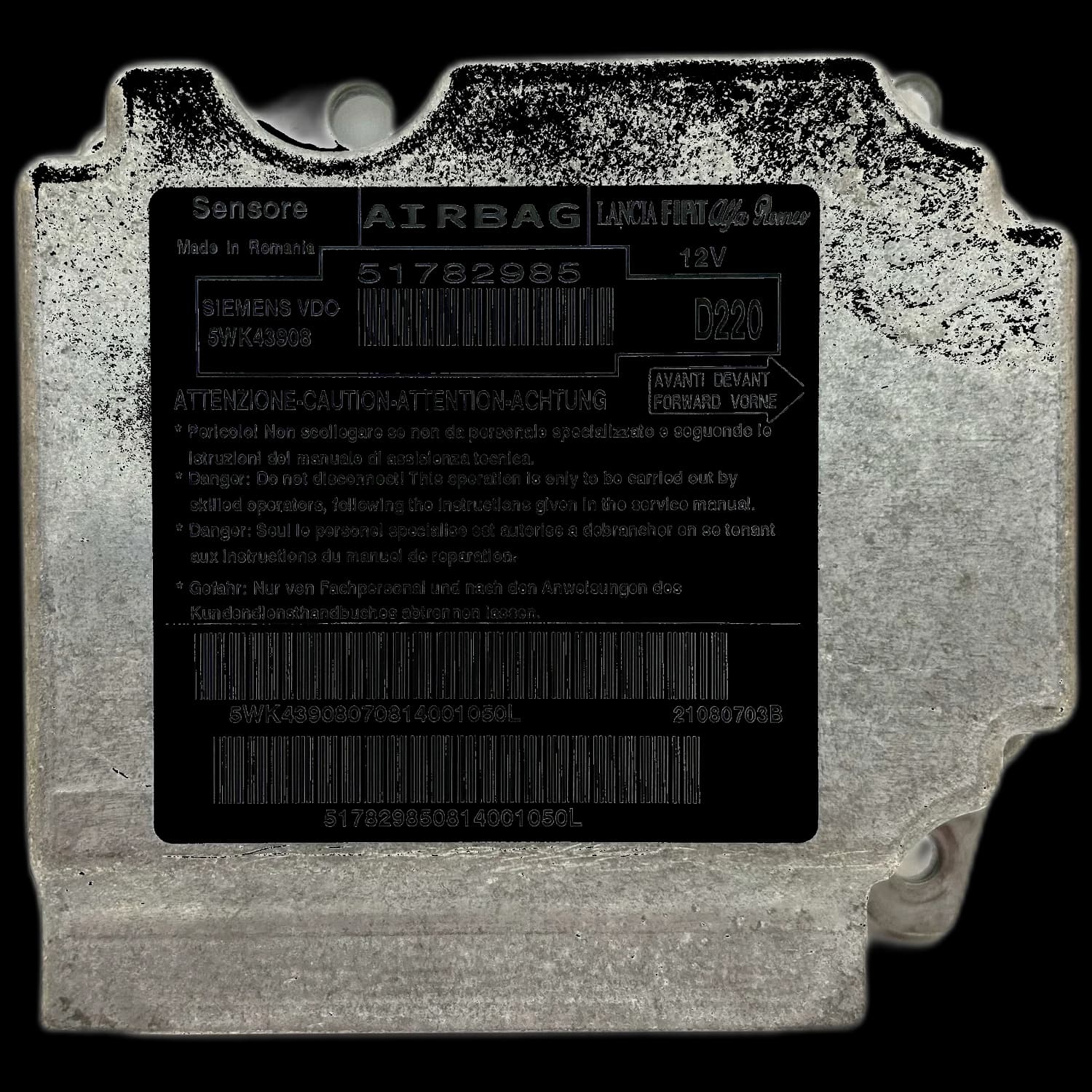 Airbag-Steuergerät 51782986, Etikett