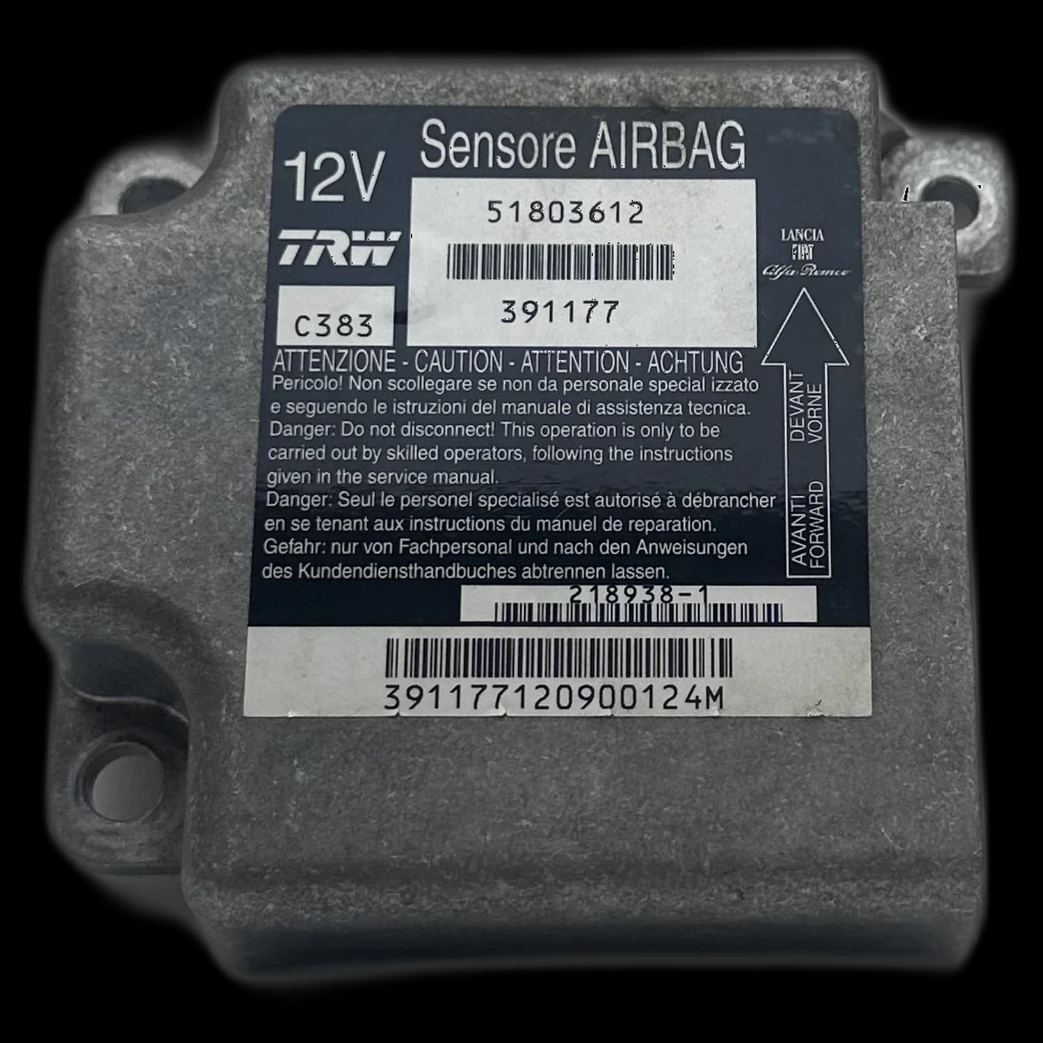 Airbag-Steuergerät 51803612, Etikett