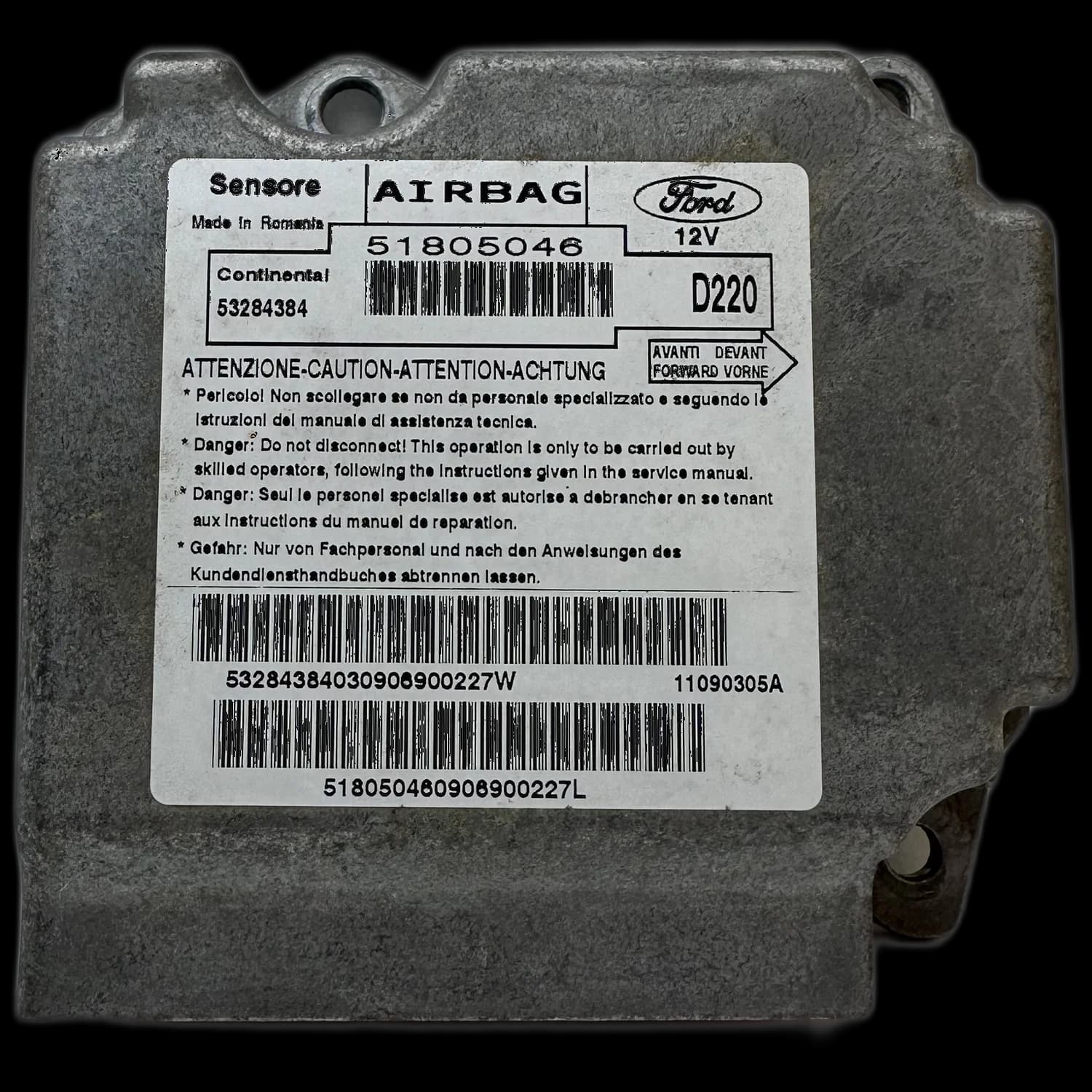 Airbag-Steuergerät 51805046, Etikett