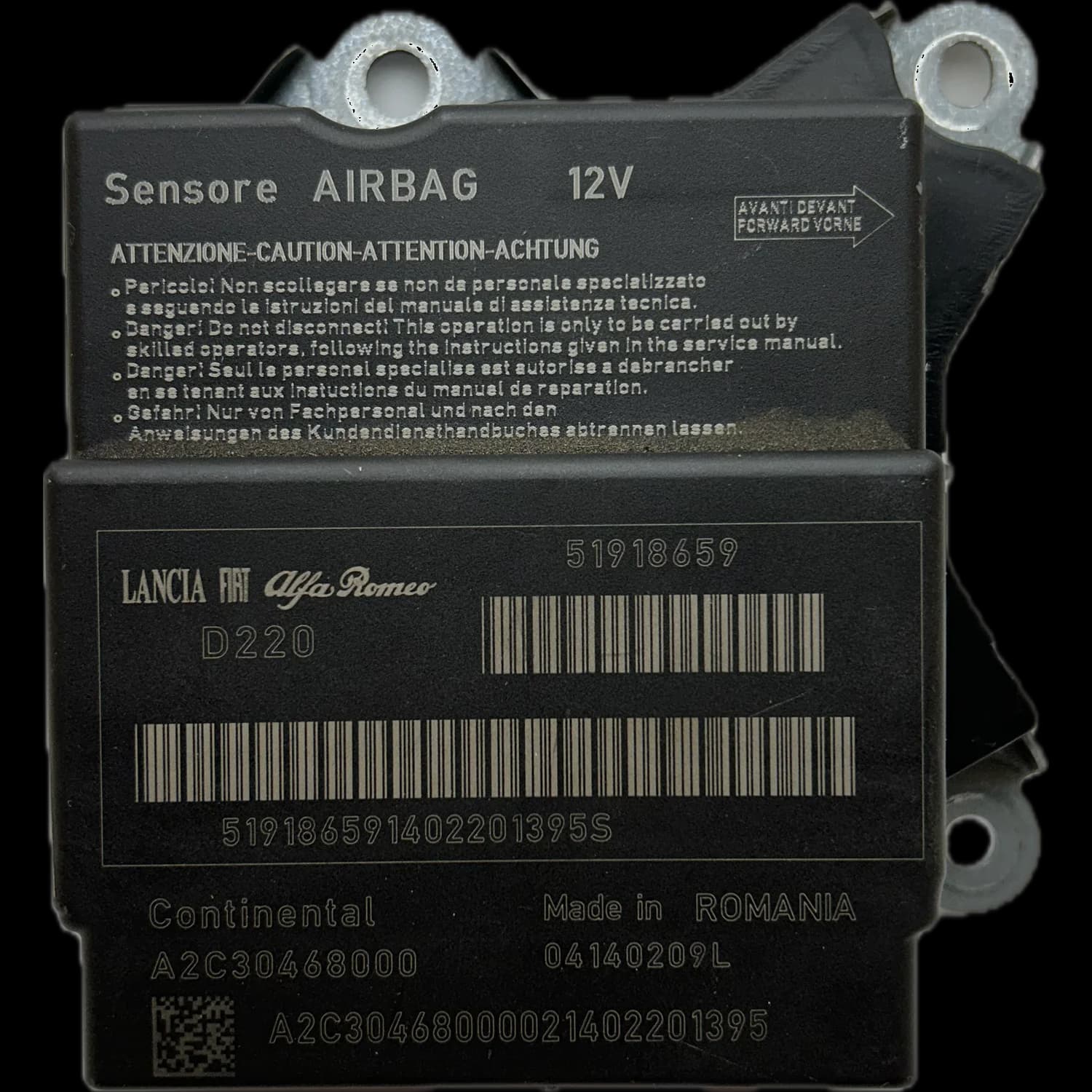 Airbag-Steuergerät 51918659, Etikett