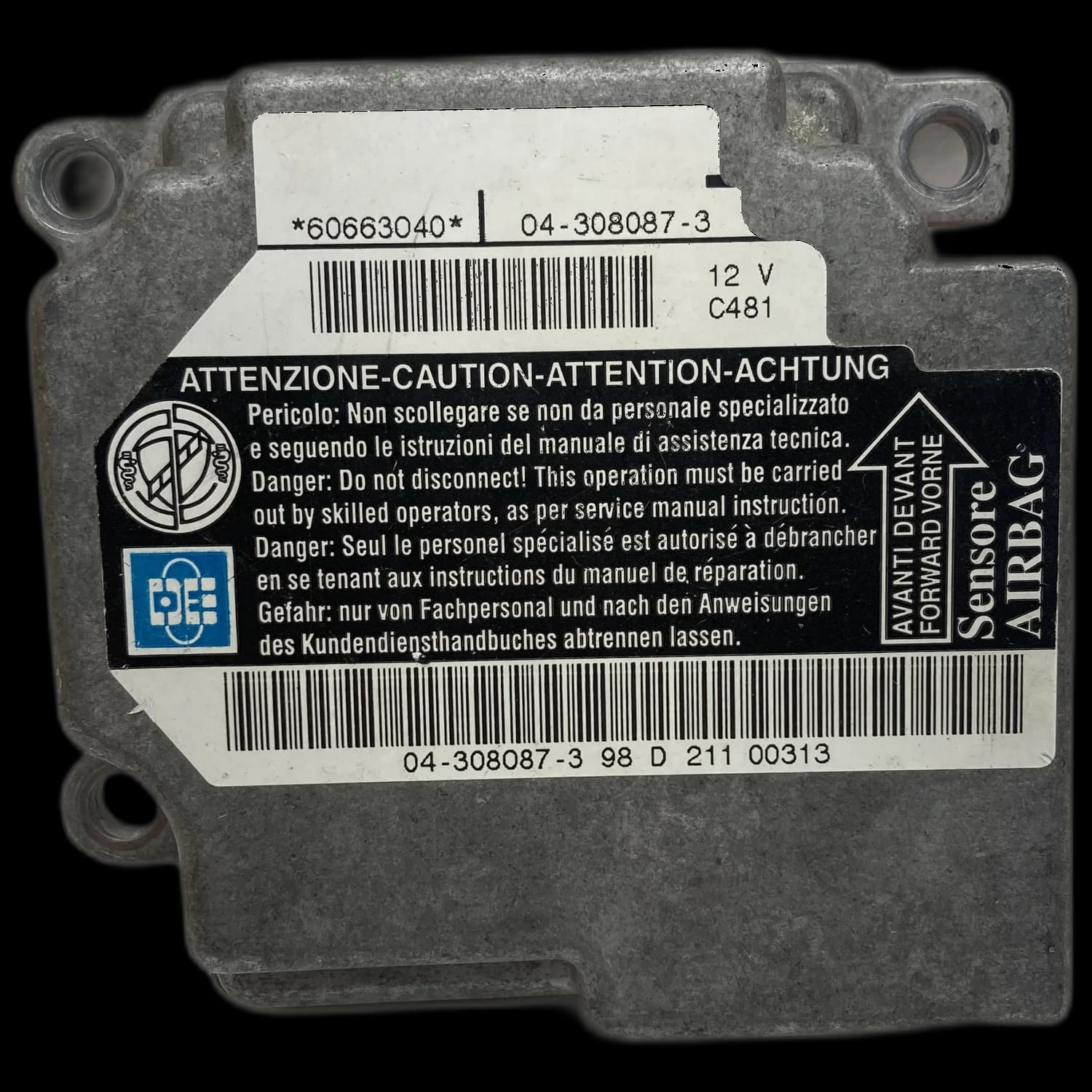 Airbag-Steuergerät 60663040, Etikett