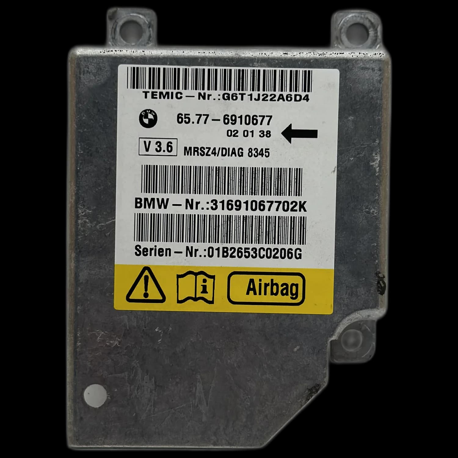 Airbag-Steuergerät 65.77-6910677, Etikett