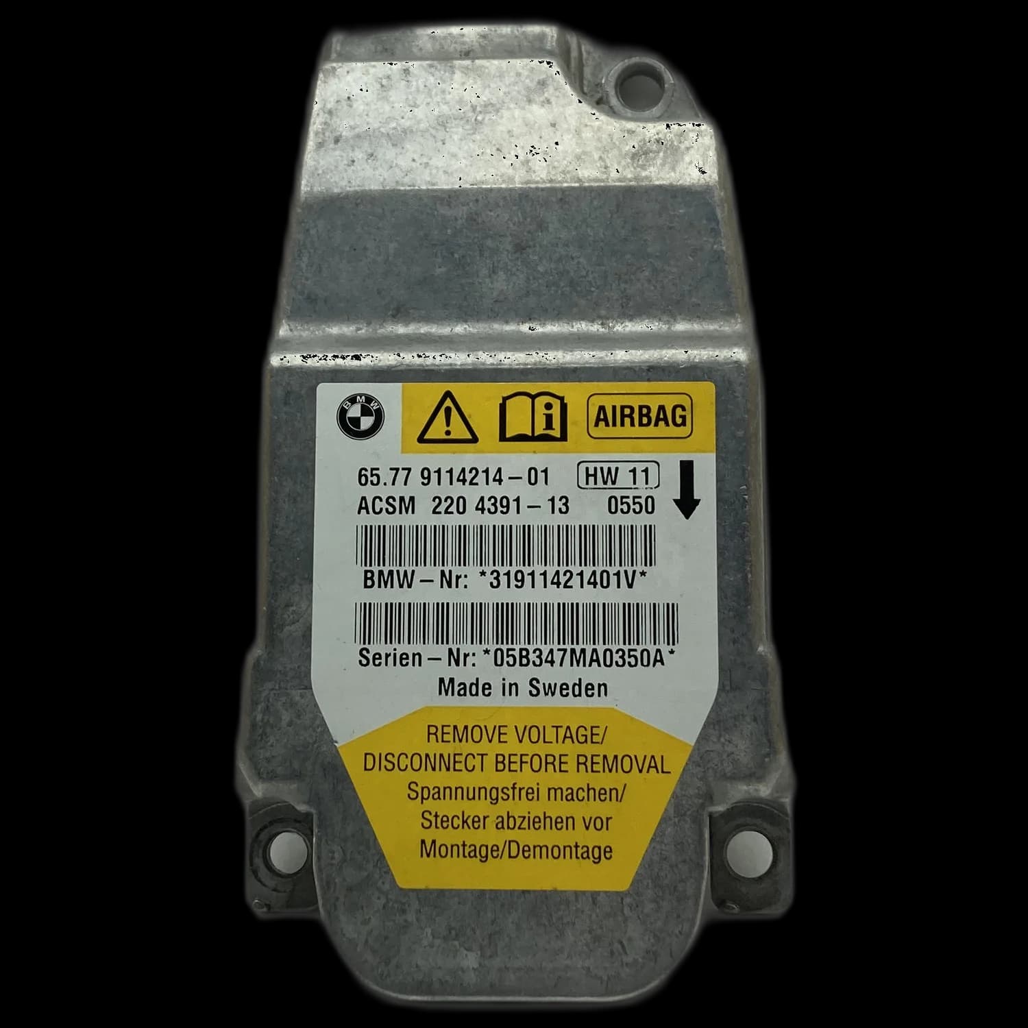 Airbag-Steuergerät 65 77 911 4214-01, Etikett