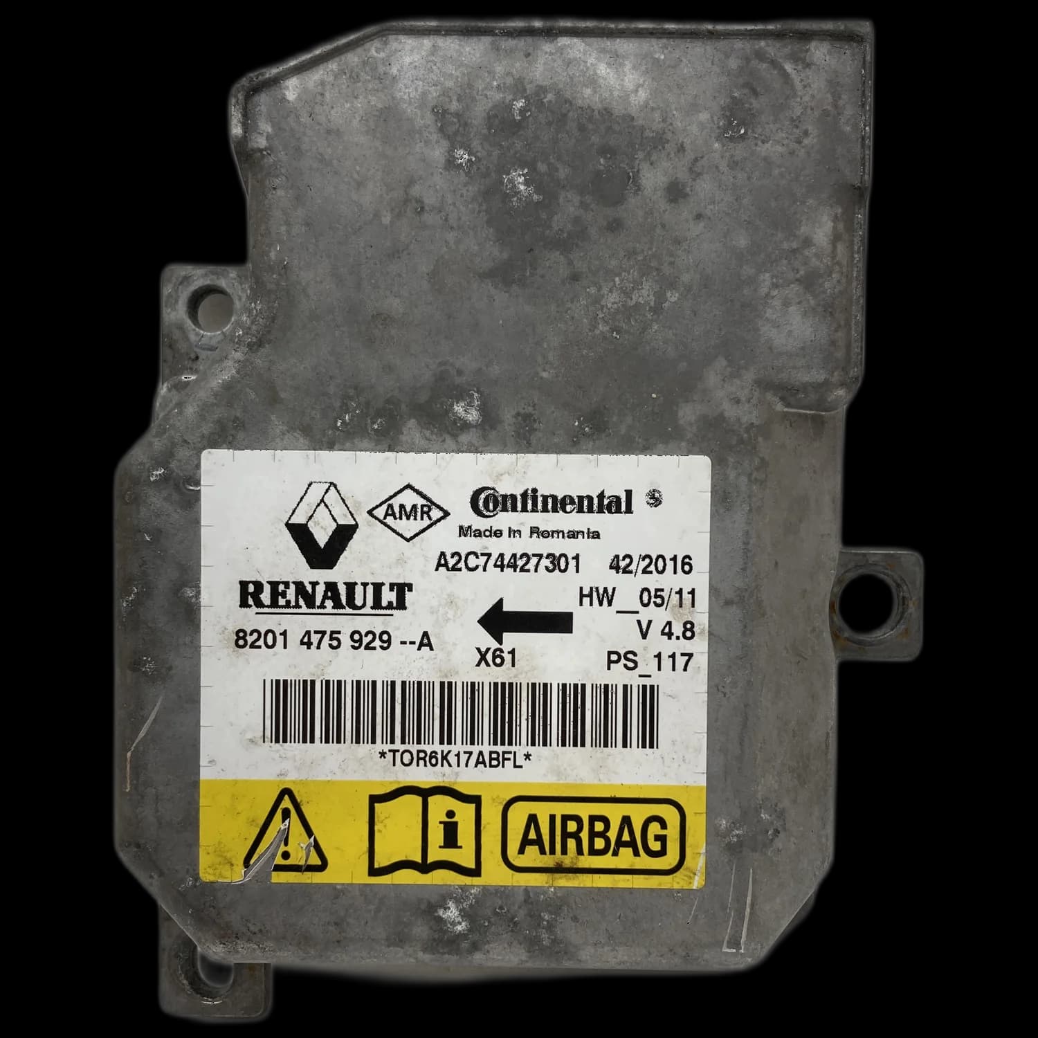 Airbag-Steuergerät 8201 475 929, Etikett