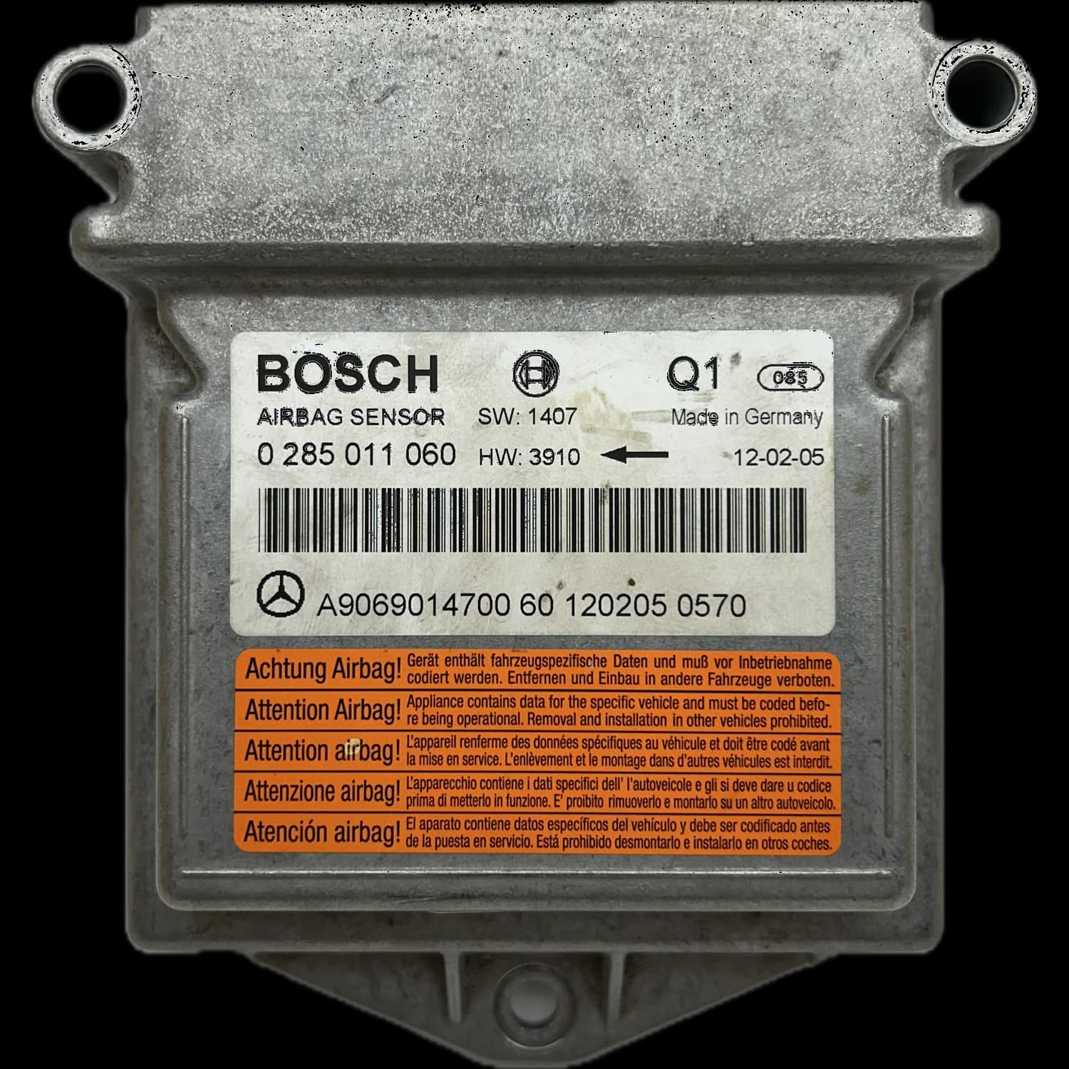 Airbag-Steuergerät A906 901 47 00, Etikett