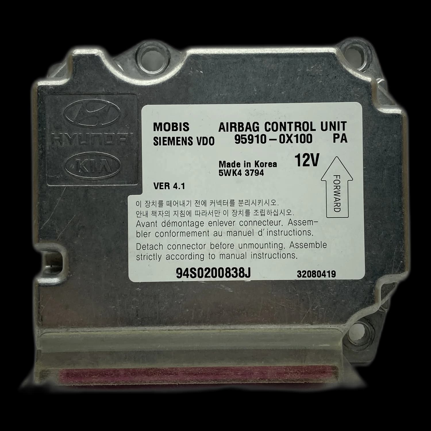 Airbag-Steuergerät 95910-0X100, Etikett