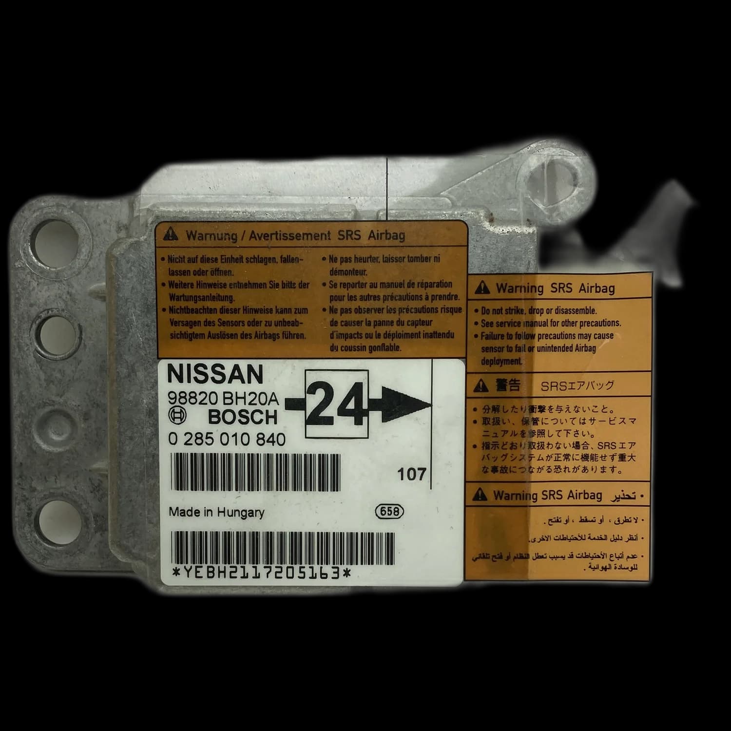 Airbag-Steuergerät 98820 BH20A, Etikett